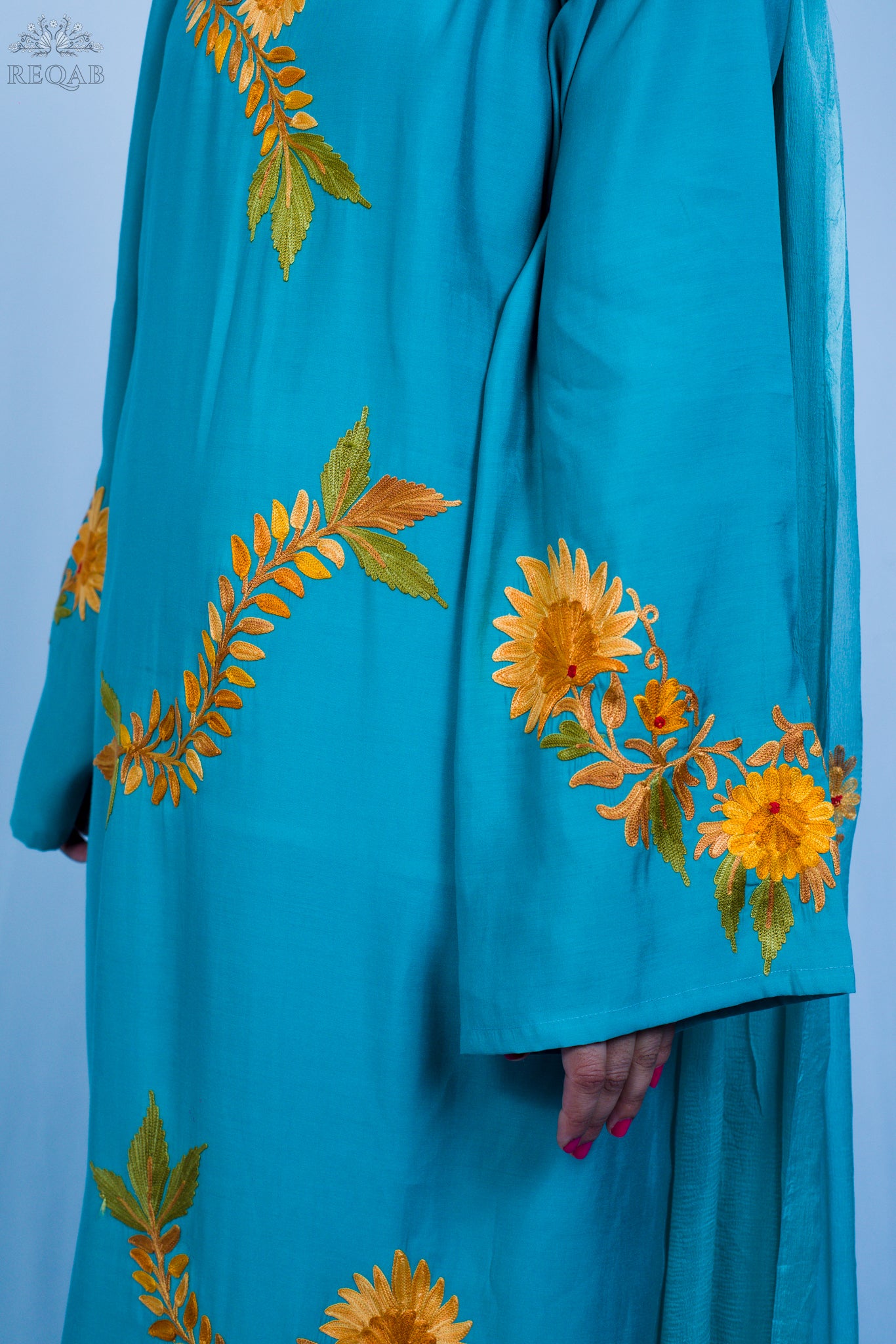 Sea Nymph Three-Piece Suit with Aari Embroidery