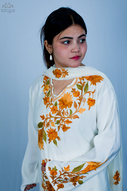 Quill Grey Three-Piece Suit with Aari Embroidery
