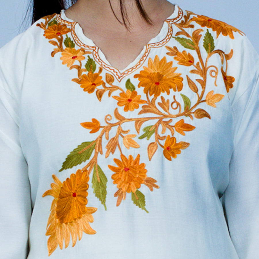 Quill Grey Three-Piece Suit with Aari Embroidery