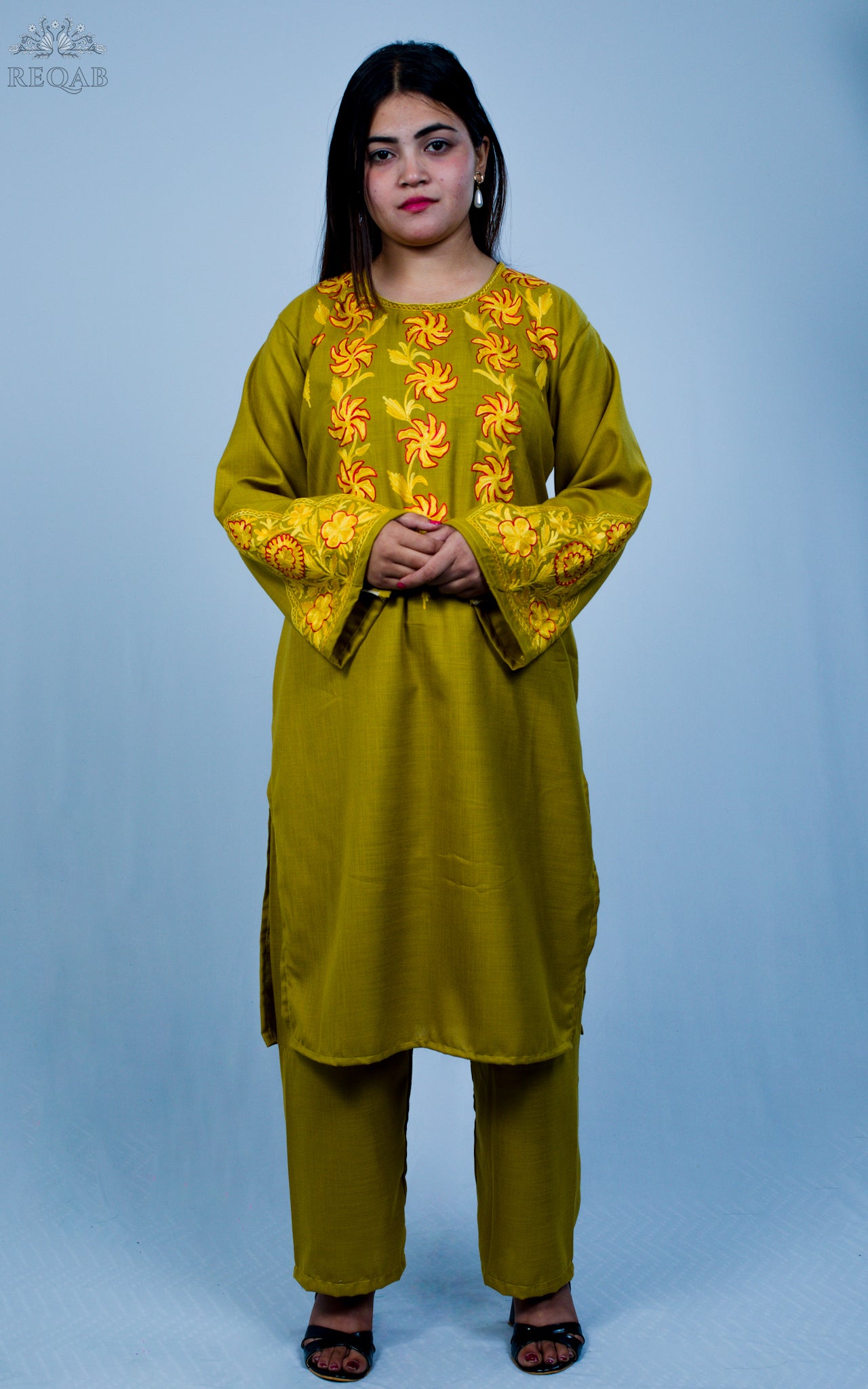 Bright Sun Two-Piece Suit with Aari Embroidery