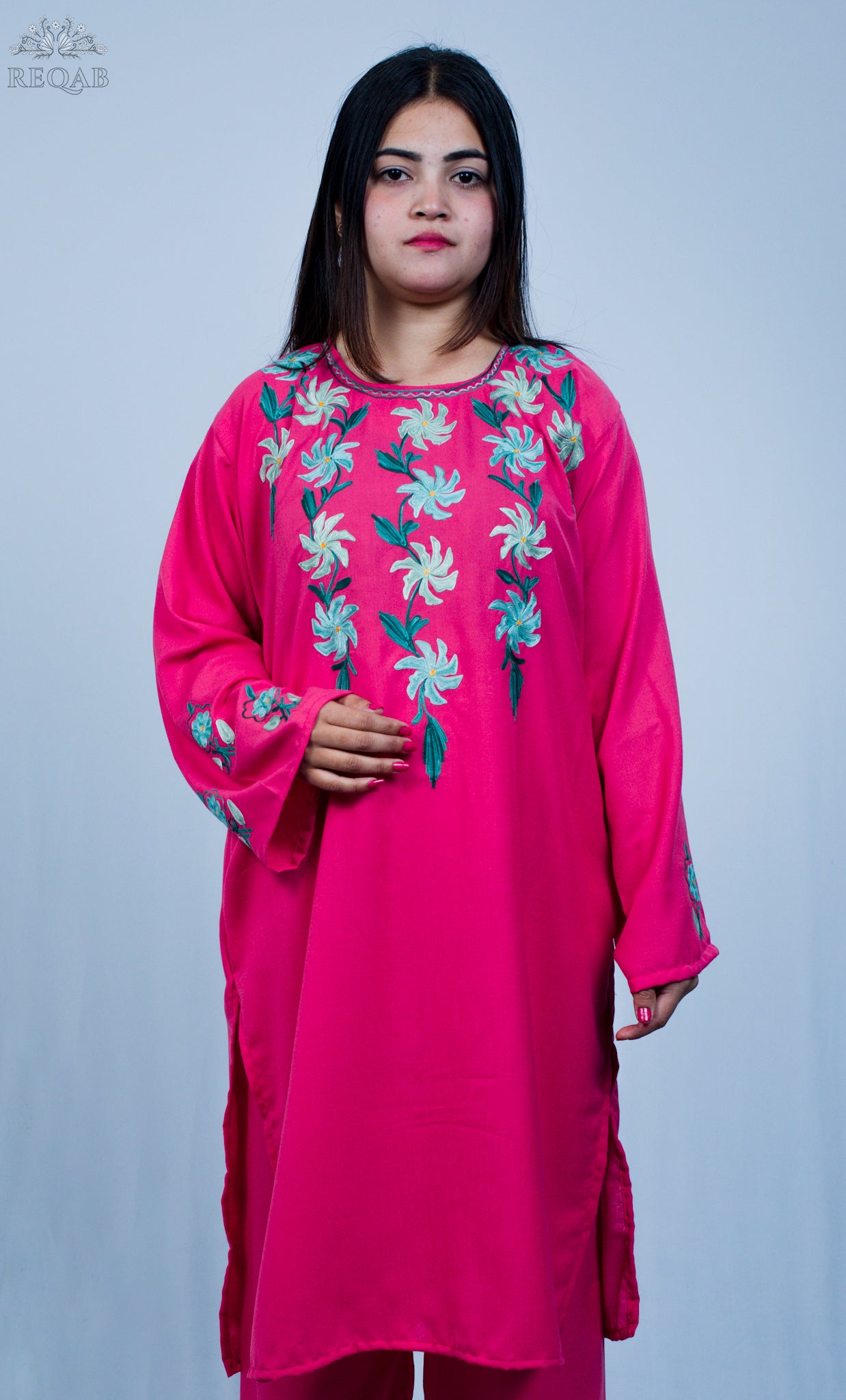 Old Rose Two-Piece Suit with Aari Embroidery