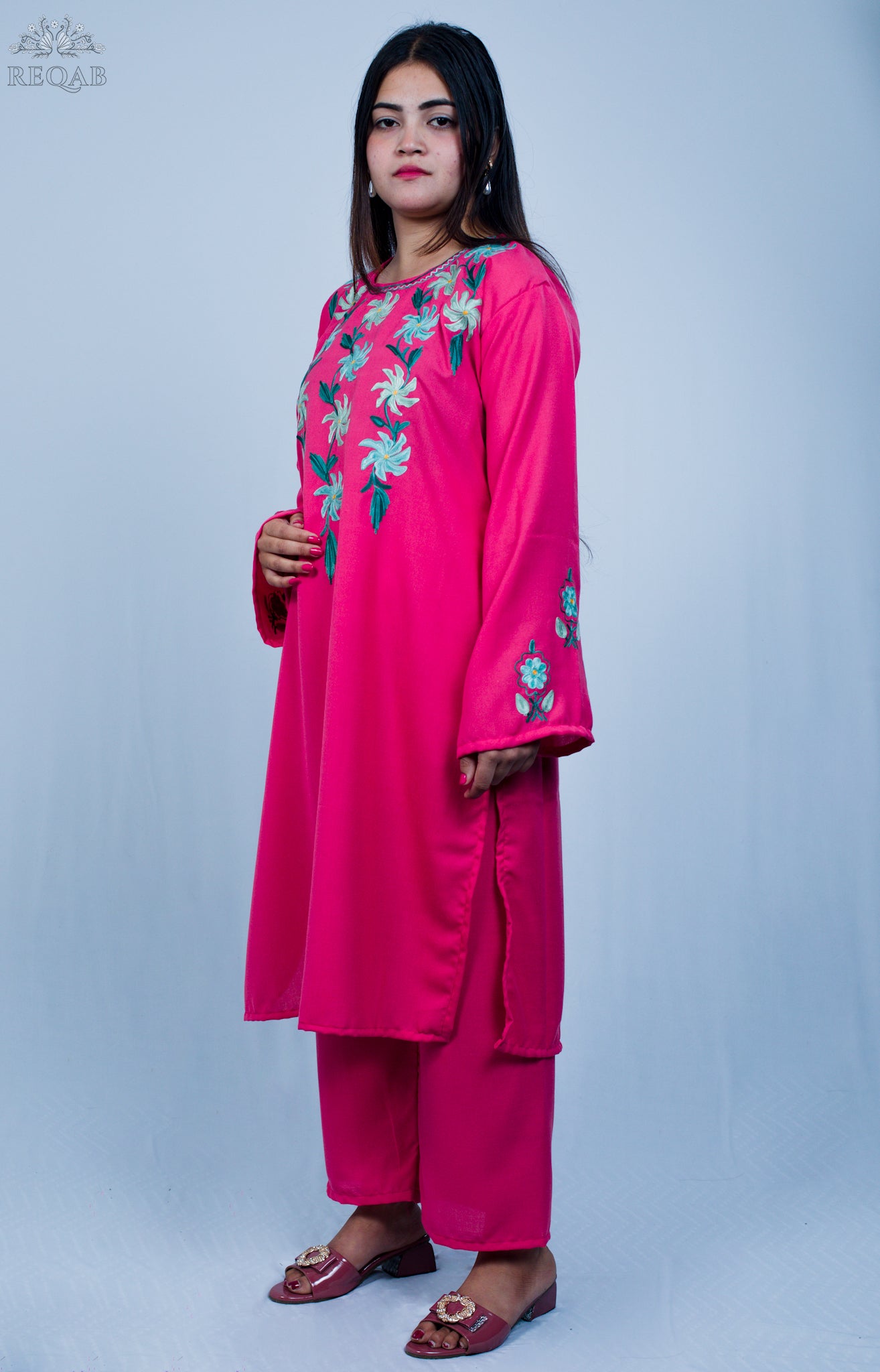 Old Rose Two-Piece Suit with Aari Embroidery