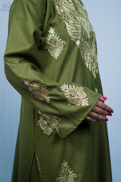 Kokoda Green Two-Piece Suit with Zari Embroidery