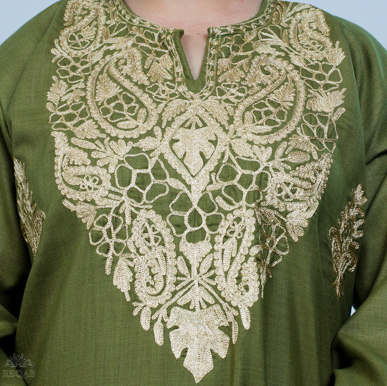 Kokoda Green Two-Piece Suit with Zari Embroidery