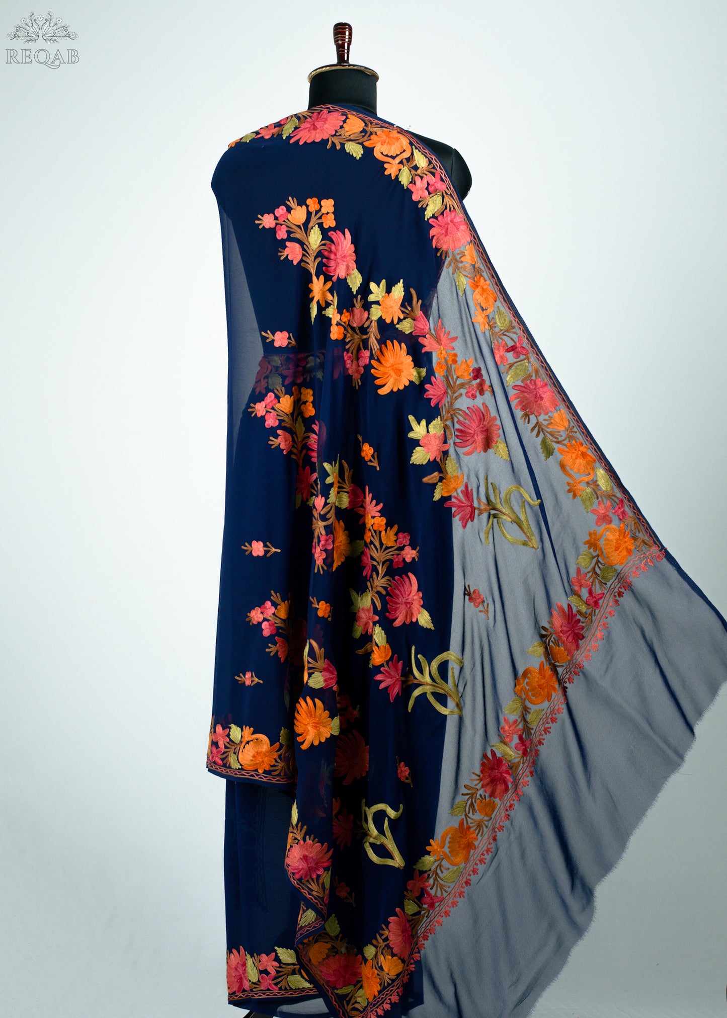 Midnight Express Semi-Georgette Saree with Aari Embroidery