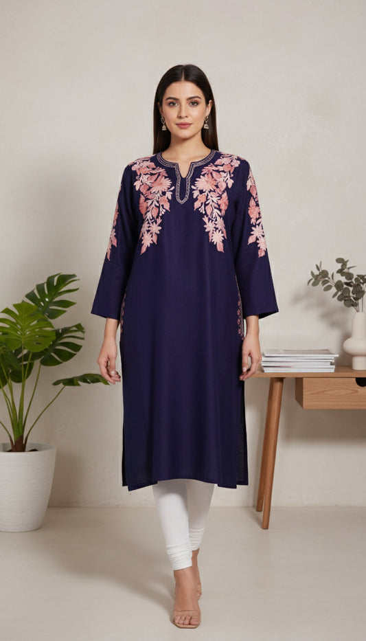 Misty Lagoon Pheran with Aari Embroidery