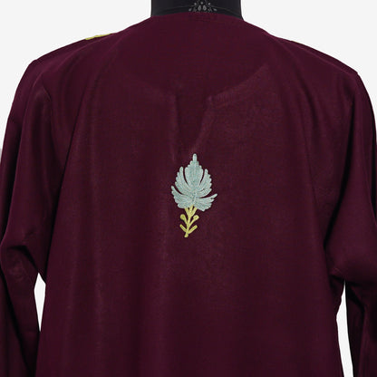 Crimson Petal Pheran with Aari Embroidery