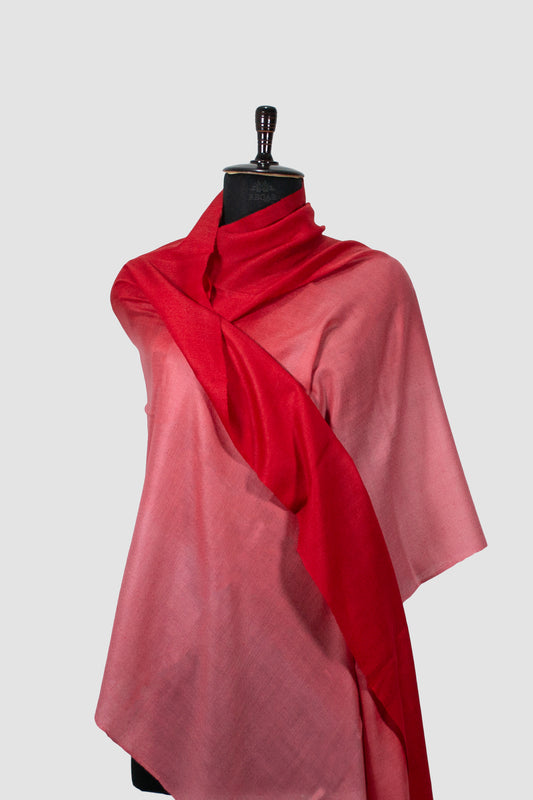 Torch Red & Light Coral Duo-Tone Pashmina Stole