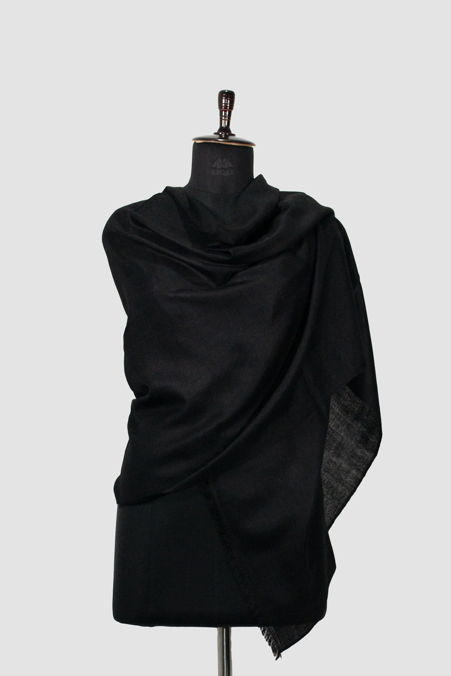 Panther Black Solid Pashmina Stole