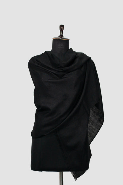Panther Black Solid Pashmina Stole
