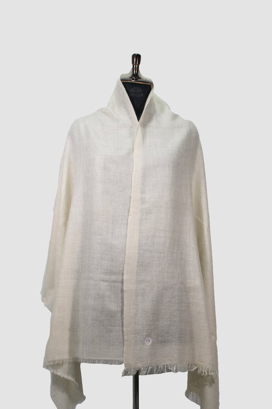 Swirl Cream Solid GI Pashmina Stole