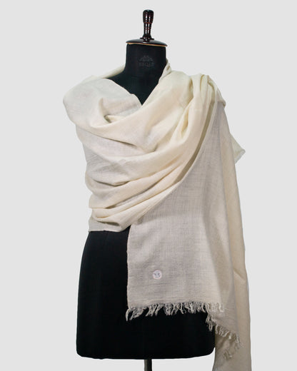 Swirl Cream Solid GI Pashmina Stole