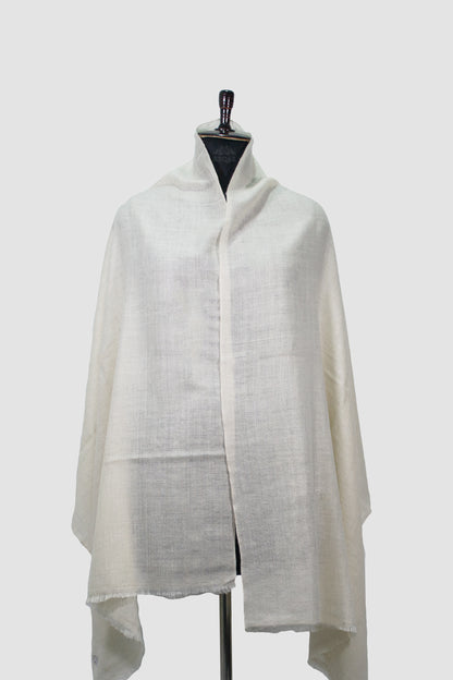 Vista White Solid GI Pashmina Shawl