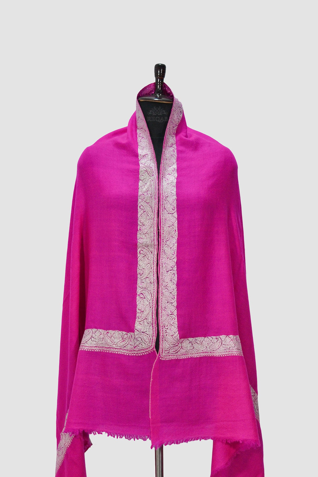 Deep Cerise Hand Tilla Pashmina Shawl