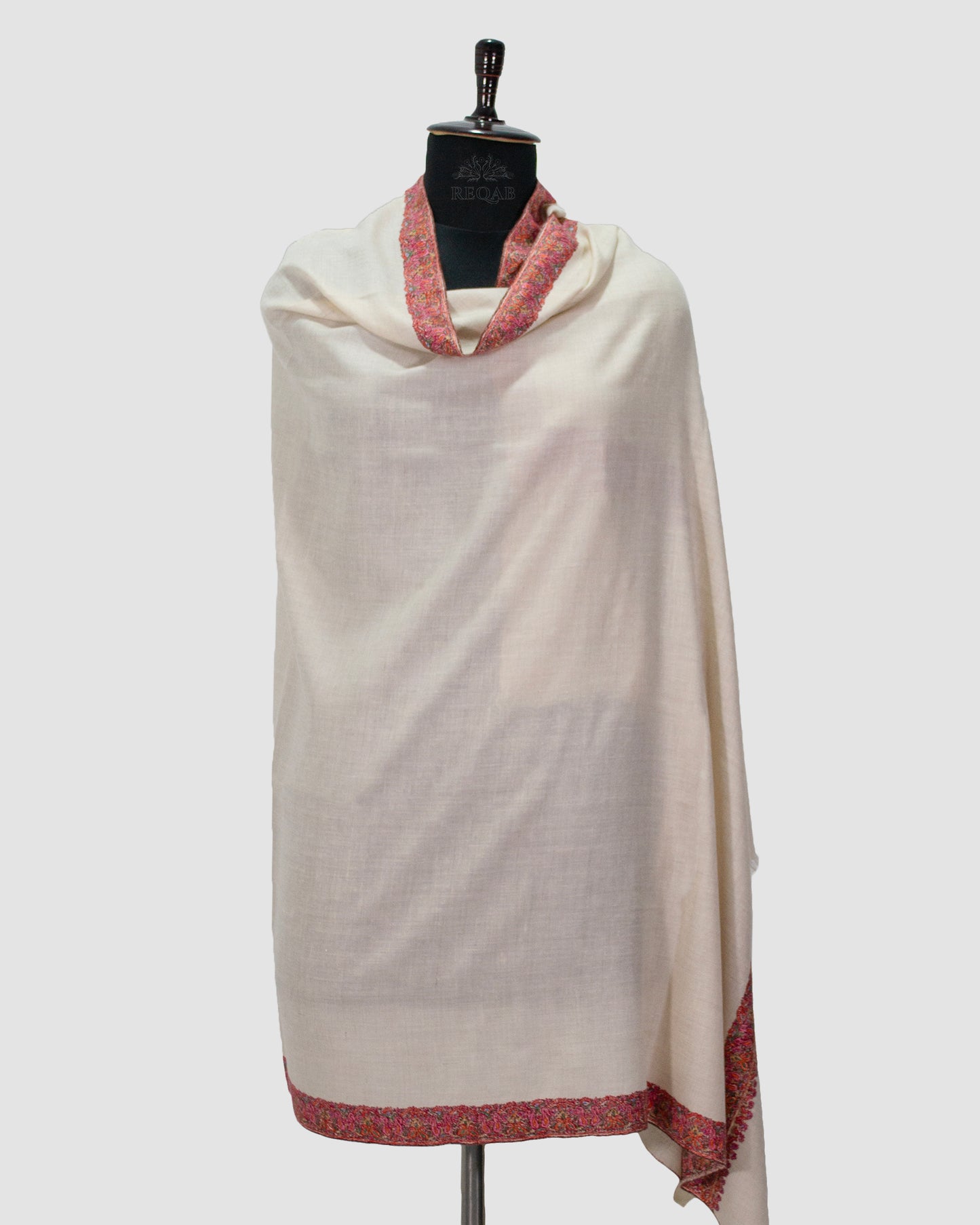 Cararra White Neemdore Pashmina Shawl