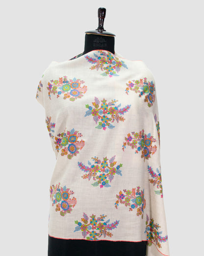 Stark White Kani Print Outlined Pashmina Stole