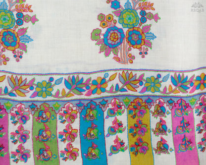 Stark White Kani Print Outlined Pashmina Stole
