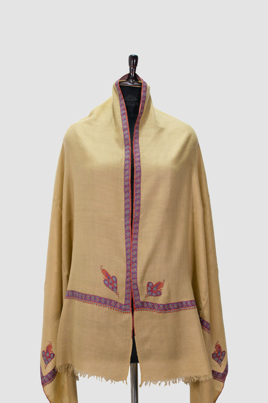 Pale Oyster Hashidar Pashmina Stole