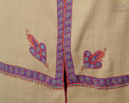 Pale Oyster Hashidar Pashmina Stole
