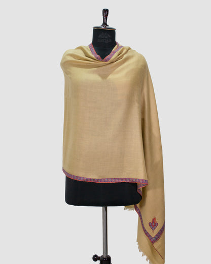 Pale Oyster Hashidar Pashmina Stole