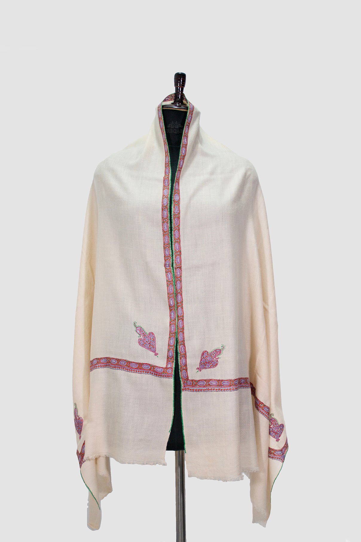 Half Spanish White Hashidar Pashmina Stole