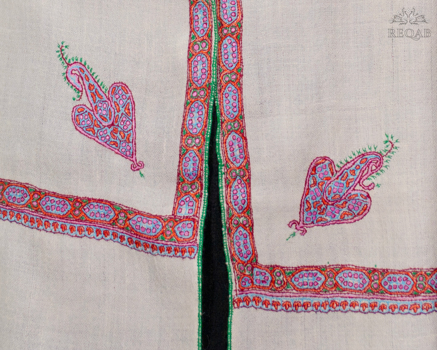Half Spanish White Hashidar Pashmina Stole