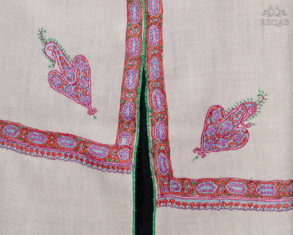 Half Spanish White Hashidar Pashmina Stole