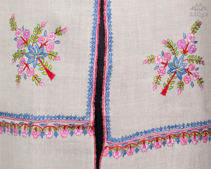 Cloud White Bootidar Pashmina Stole