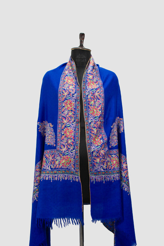 Cobalt Blue GI Sozani Doordar Pashmina Shawl
