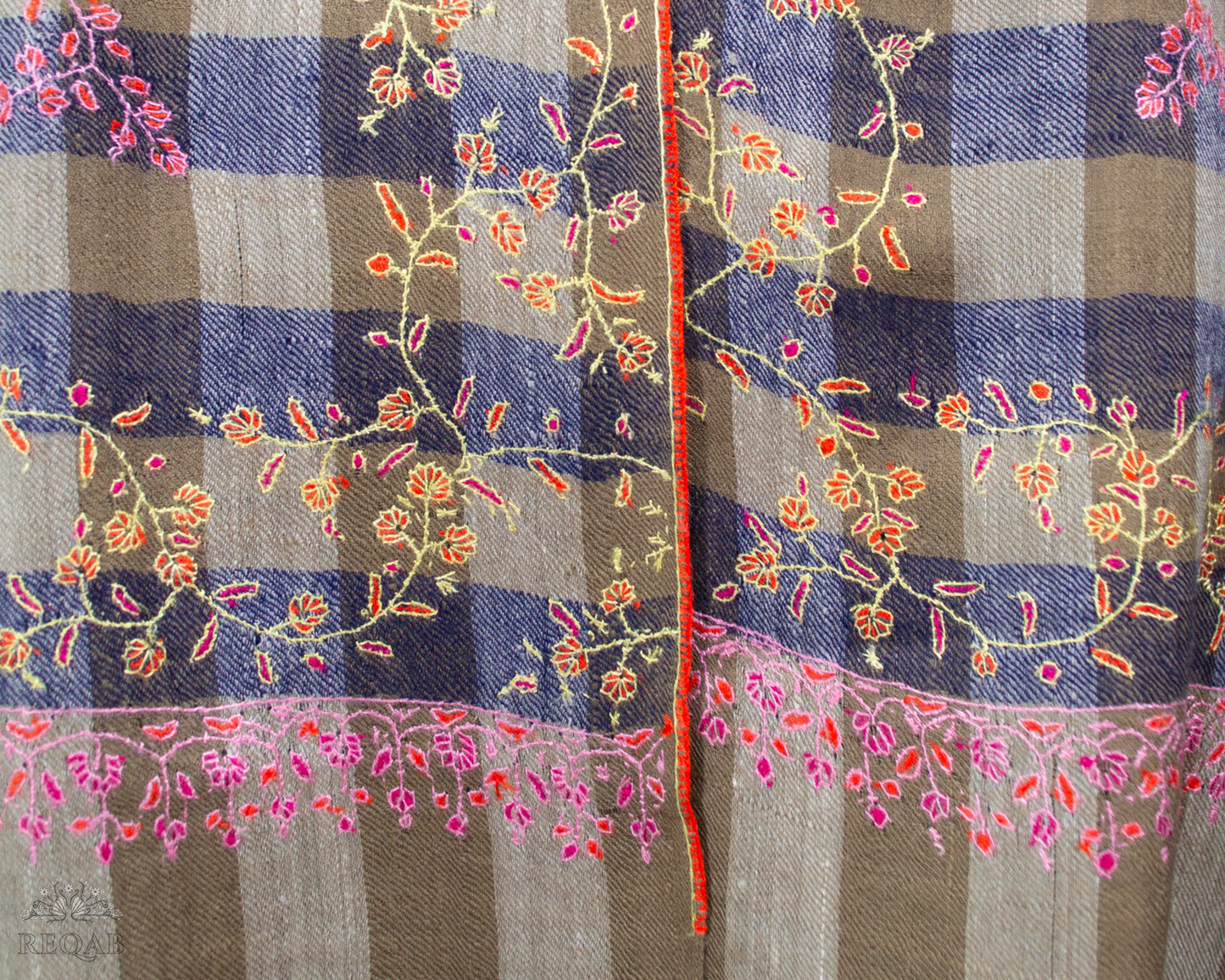 Martinique & Tobacco Brown Check Pashmina Stole
