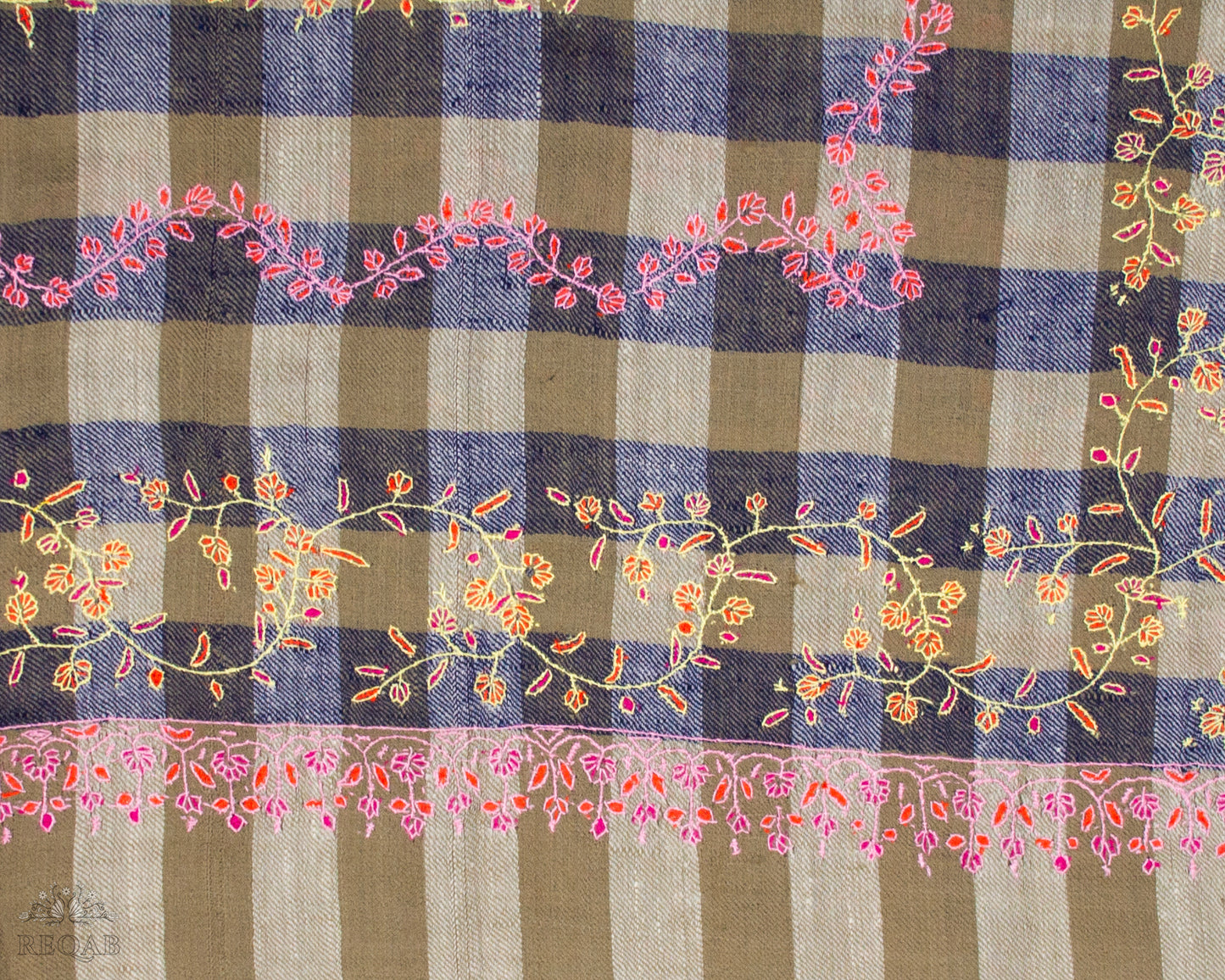 Martinique & Tobacco Brown Check Pashmina Stole