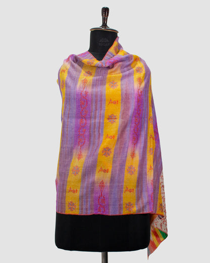 Vivid Violet & Buttercup Ikkat Pashmina Stole