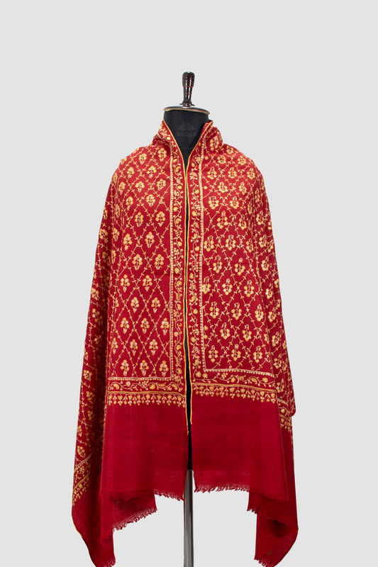 Venetian Red Jaaldar Pashmina Stole