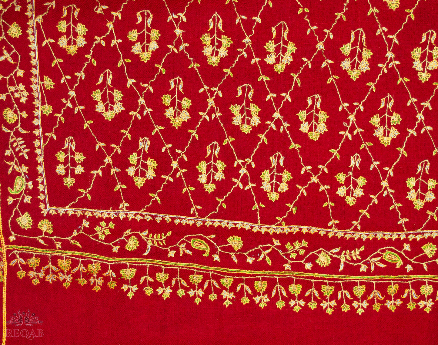 Venetian Red Jaaldar Pashmina Stole
