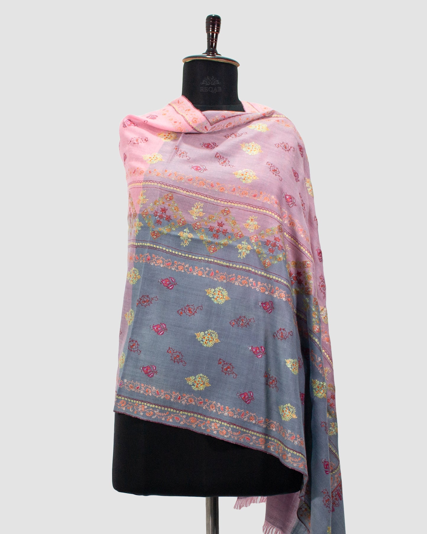 Pink & Raven Blue Pashmina Stole