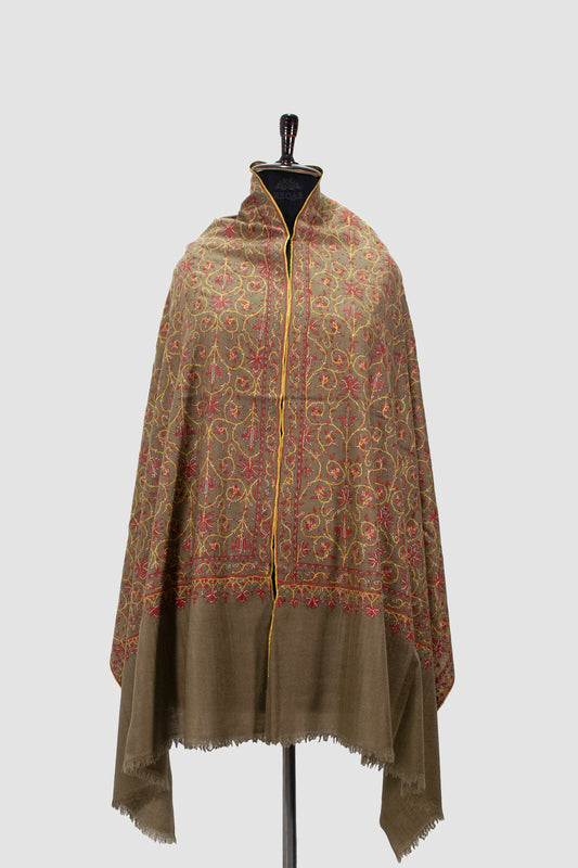 Sorrell Brown Jaaldar Pashmina Stole