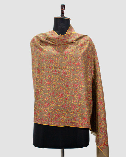 Sorrell Brown Jaaldar Pashmina Stole
