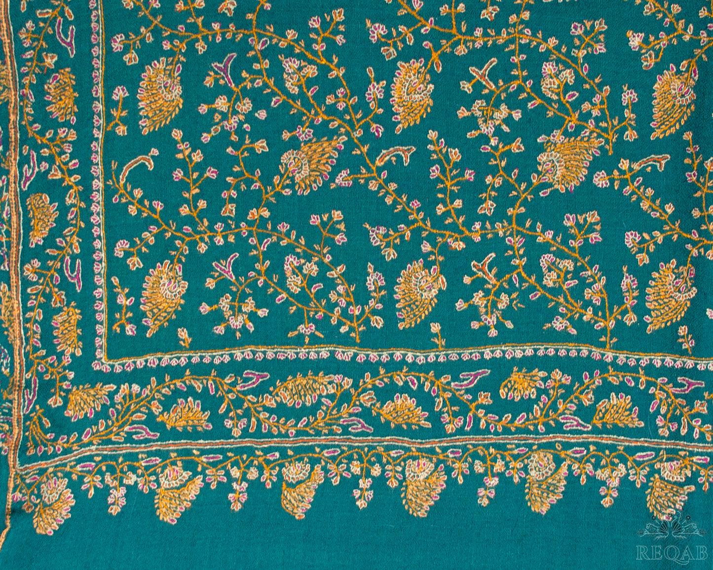 Antique Green Jaaldar Pashmina Stole