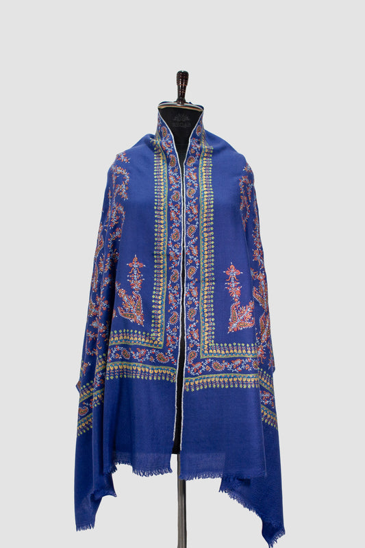 Midnight Blue Modern Design Pashmina Stole