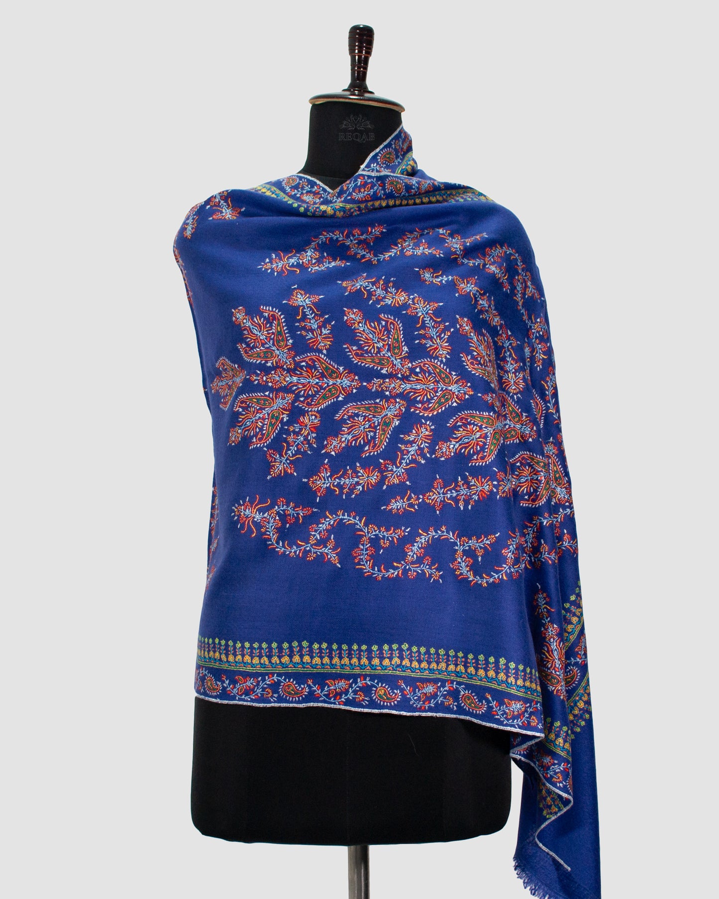 Midnight Blue Modern Design Pashmina Stole