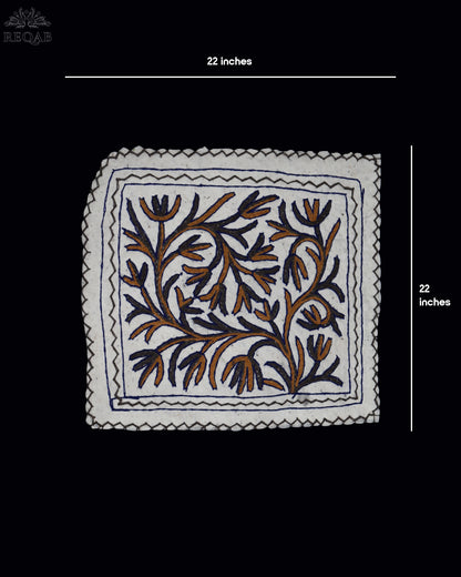 Tree Brown Branch Design Small Square Crewel Kashmiri Namda