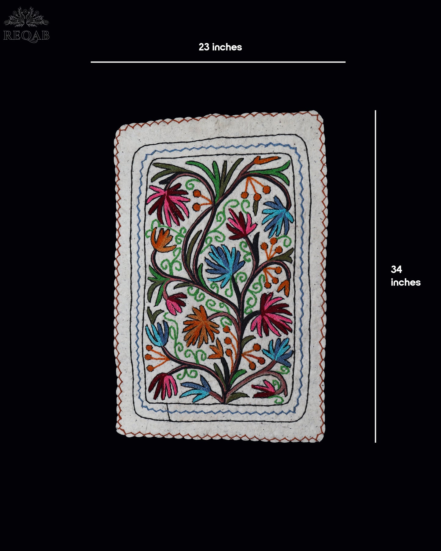 Tree Branch Design Small Rectangle Crewel Kashmiri Namda
