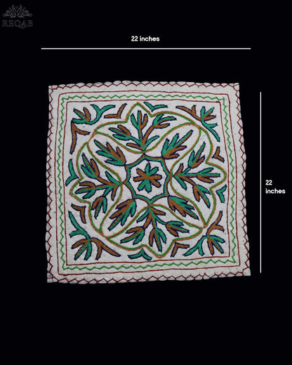 Leaf Design Small Square Crewel Kashmiri Namda