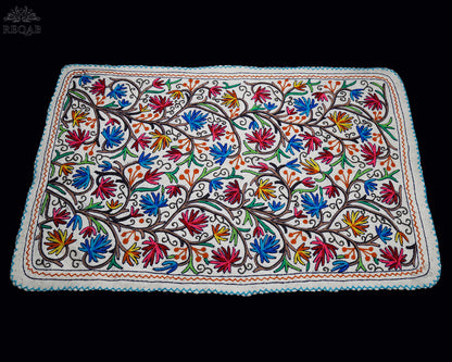 Chinar Leaf Design Large Rectangle Crewel Kashmiri Namda