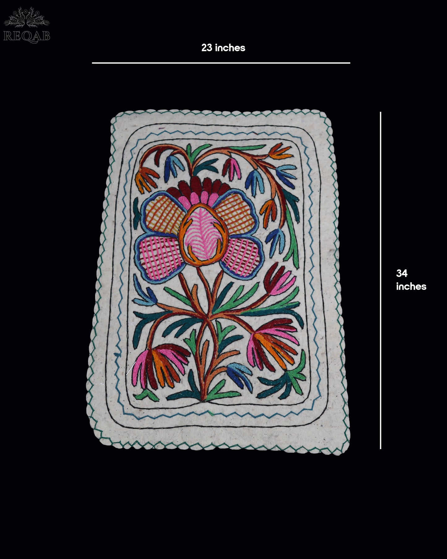 Large Floral Design Small Rectangle Crewel Kashmiri Namda