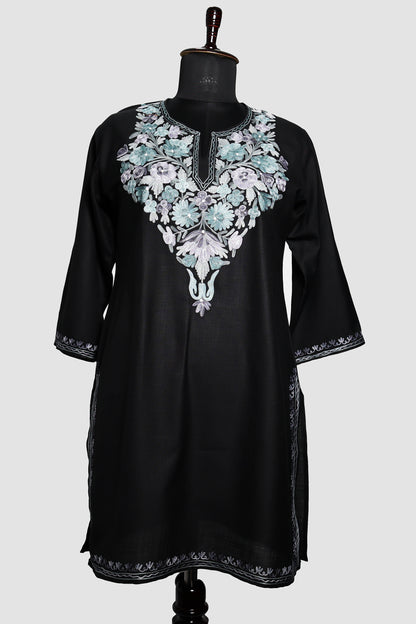 Eerie Black Ruby Cotton Co-ord Set with Aari Embroidery