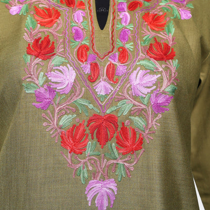 Sorrel Brown Ruby Cotton Co-ord Set with Aari Embroidery