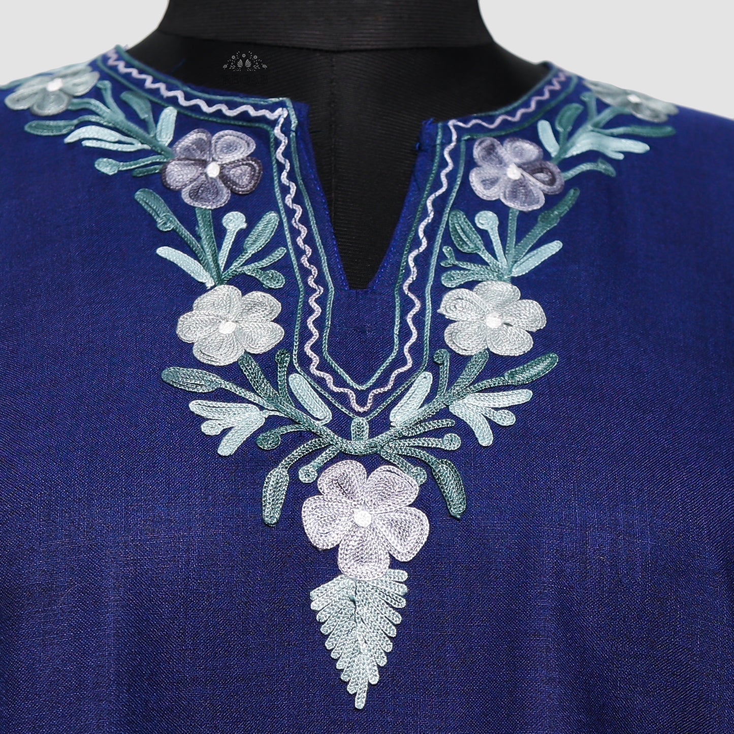 Indigo Blue Ruby Cotton Co-ord Set with Aari Embroidery