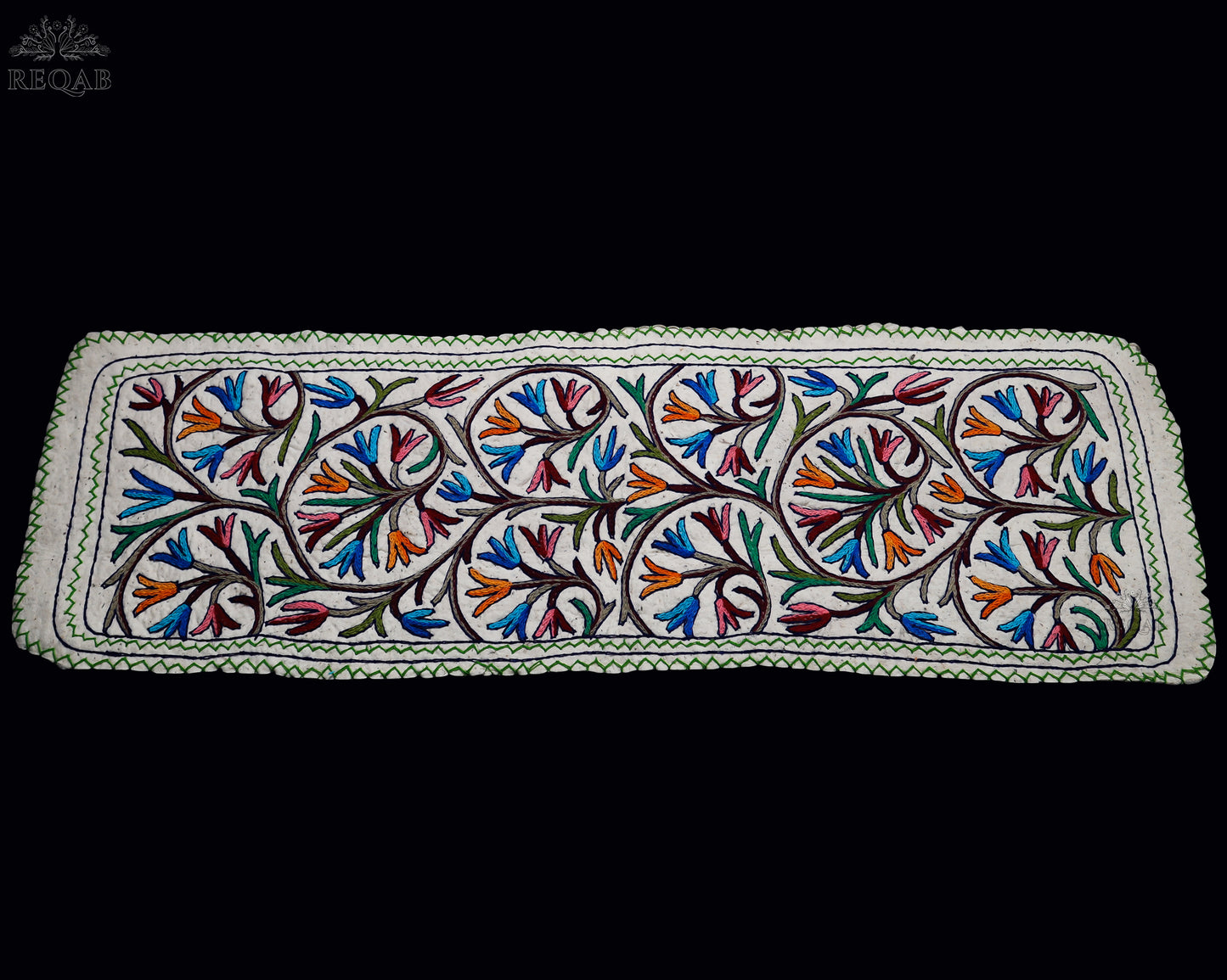 Floral Bulb Design Large Rectangle Crewel Kashmiri Namda