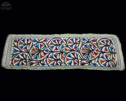 Floral Bulb Design Large Rectangle Crewel Kashmiri Namda